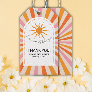 Arch Retro Here Comes The Son Baby Shower Gift Tags