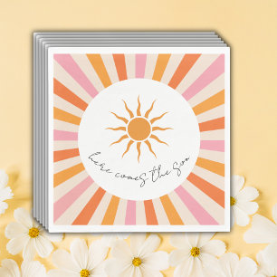 Arch Retro Here Comes The Son Baby Shower Napkin