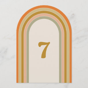 Arch Retro Rainbow Groovy Wedding Table Number