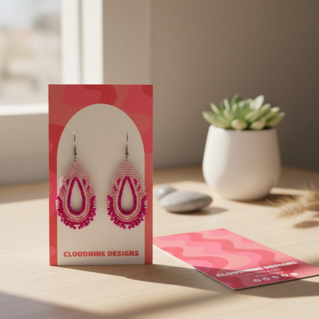 Arch Retro Waves Earring Necklace Jewellery Displa (Arch Retro Waves Earring Necklace Jewelry Display Card Pink
)