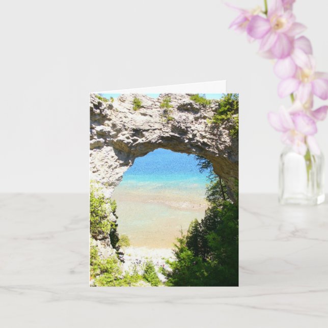 Arch Rock, Mackinac Island, Michigan, WI, Birthday Card (Orchid)