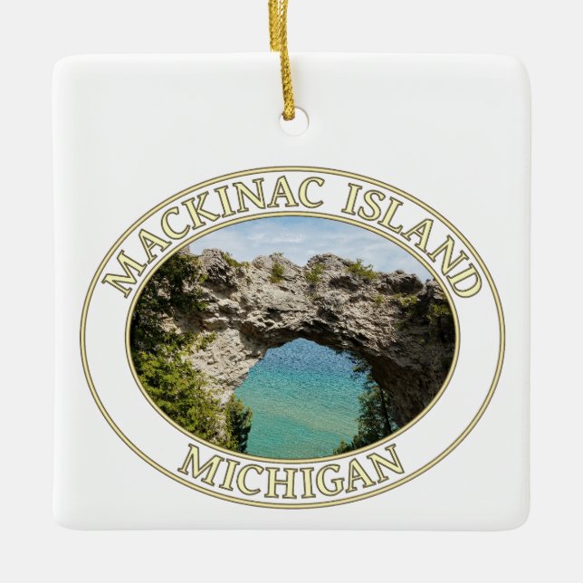 Arch Rock on Mackinac Island, Michigan Ceramic Ornament (Front)