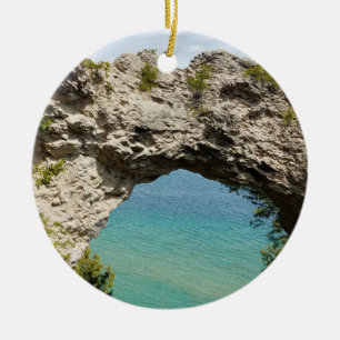 Arch Rock on Mackinac Island, Michigan Ceramic Tree Decoration