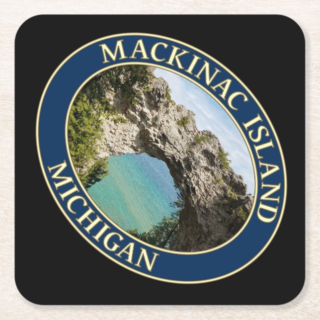 Arch Rock on Mackinac Island, Michigan Square Paper Coaster (Front)