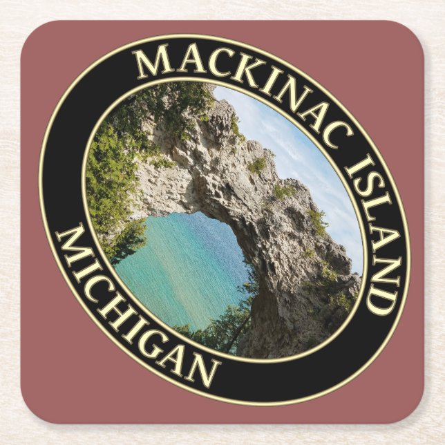 Arch Rock on Mackinac Island, Michigan Square Paper Coaster (Front)