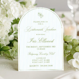 Arch Sage Green & Light Blue Bridesmaids Luncheon Invitation