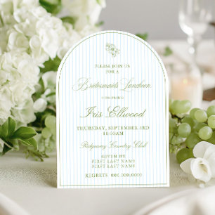 Arch Sage Green & Light Blue Bridesmaids Luncheon Invitation