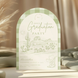 Arch Sage Green Western Cowgirl Graduation Party Invitation