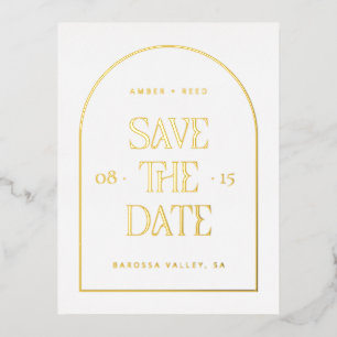 Arch Save the Date Real Gold Foil Invitation Postcard