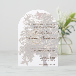 Arch Shape Brown Oak Tree Wedding Invitation