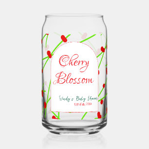 Arch shape cherry blossom red green baby shower na can glass