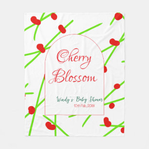 Arch shape cherry blossom red green baby shower na fleece blanket