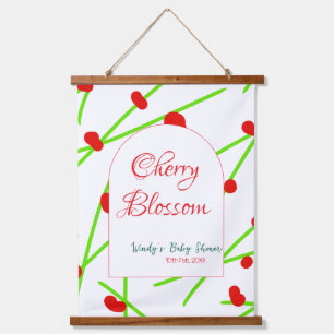 Arch shape cherry blossom red green baby shower na hanging tapestry