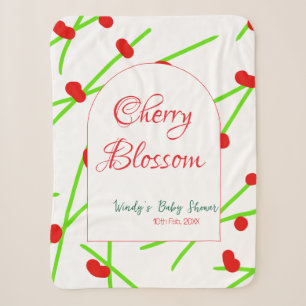 Arch shape cherry blossom red green baby shower na sherpa blanket