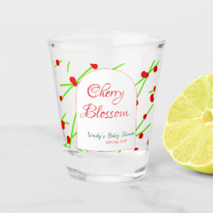 Arch shape cherry blossom red green baby shower na shot glass