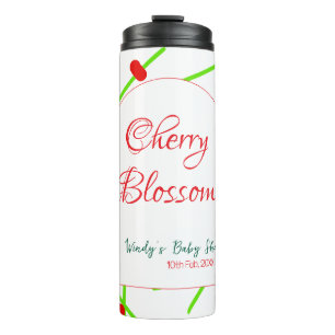 Arch shape cherry blossom red green baby shower na thermal tumbler