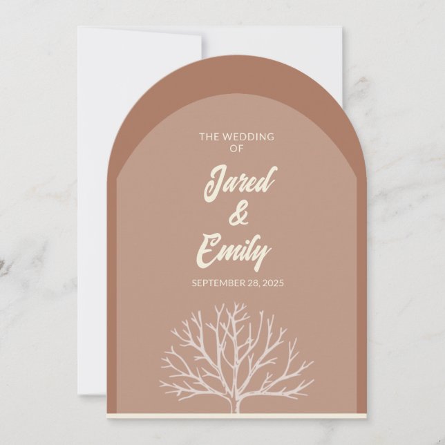 Arch Style Tree Wedding Invitation QR Code (Front)