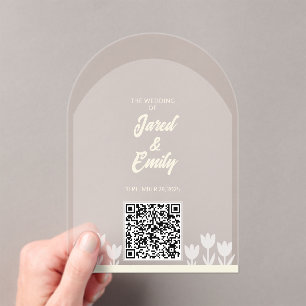 Arch Style Wedding Invitation QR Code Invite