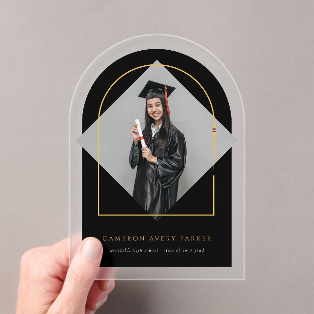 Arch Tassels Minimalist Frame Photo Graduation Acrylic Invitations (Insitu (Handheld))
