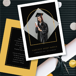 Arch Tassels Minimalist Frame Photo Graduation Announcement