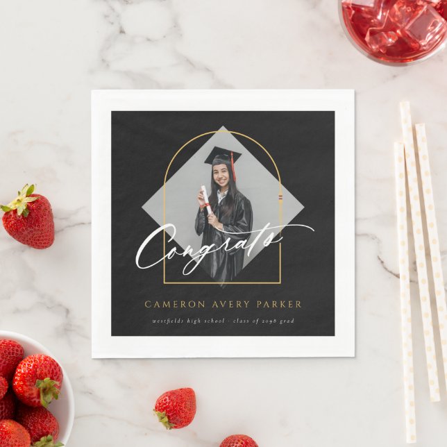 Arch Tassels Minimalist Frame Photo Graduation Napkin (Insitu)