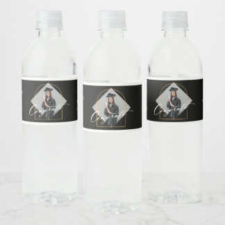 Arch Tassels Minimalist Frame Photo Graduation Water Bottle Label