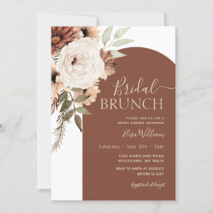 Arch Terracotta Floral Boho Bridal Brunch Invitation