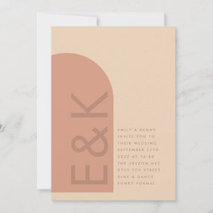 Arch Terracotta Pampas Boho Desert Coral Wedding Invitation