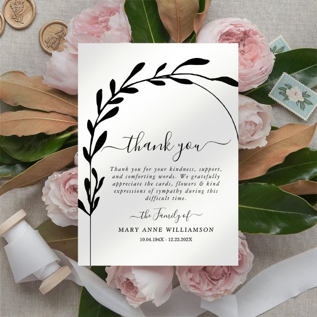 Arch Text Script Funeral Thank You Card (Creator Uploaded)