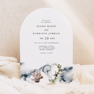 Arch Tropical Ocean Coral Jelly Fish Beach Wedding Invitation