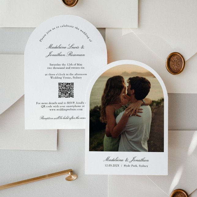 Arch Wedding Invitation with Photo and QR code (Creator Uploaded)