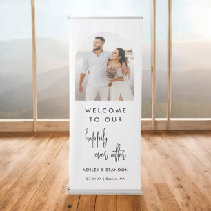 Arch Welcome To Our Happily Ever After Wedding Retractable Banner
