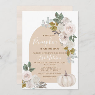 Arch White Boho Pumpkin Baby Shower Invitation
