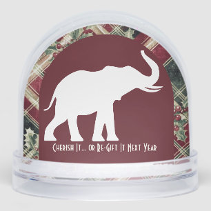 Arch White Elephant Christmas Plaid Gift Funny  Snowglobe