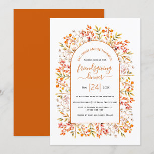 Arch with eaves and berries orange Friendsgiving Invitation