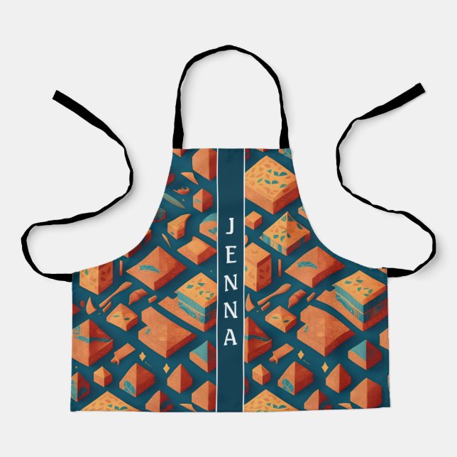Archaeoindris Geometric Colourful Custom Pattern Apron (Front)