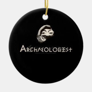 Archaeologist in Primitive Greek Letters Ceramic Tree Decoration