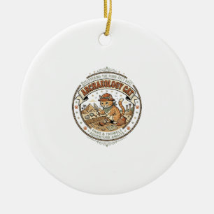 Archaeology Cat Archaeology Cat Vintage Vector Art Ceramic Tree Decoration