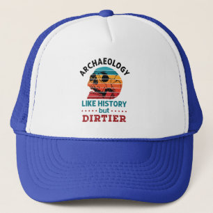 Archaeology Like History But Dirtier Retro Skull Trucker Hat