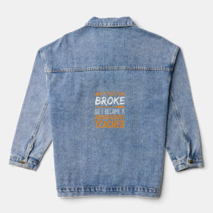 Archaeology Teacher Halloween Broom Broke Denim Jacket