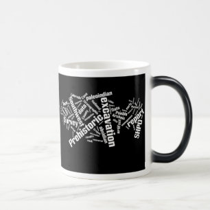 Archaeology word cloud mug: white on black magic mug