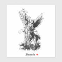 Archangel Fighting Lucifer Vintage Art sticker