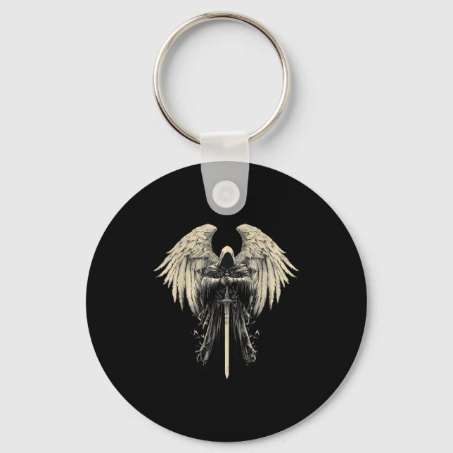 Archangel Gabriel Christian Angel Catholic Warrior Key Ring (Front)