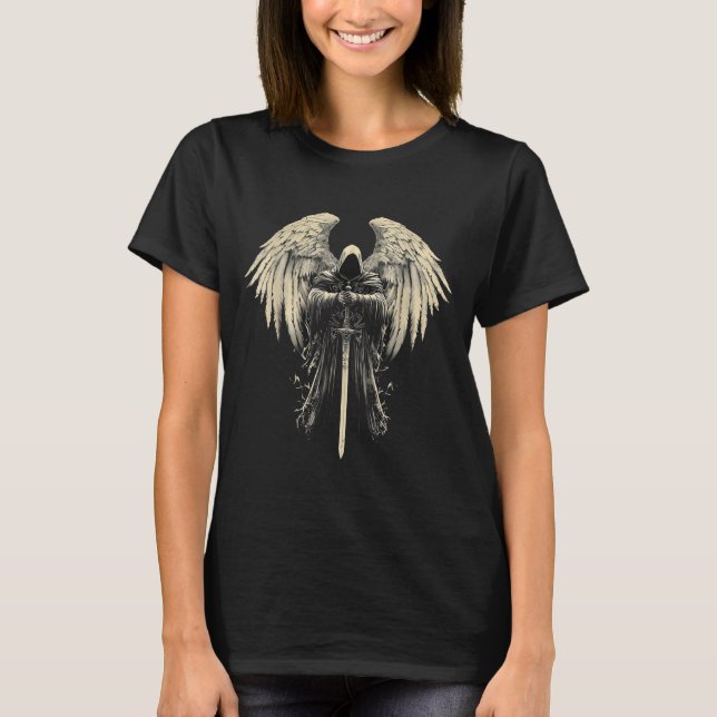 Archangel Gabriel Christian Angel Catholic Warrior T-Shirt (Front)