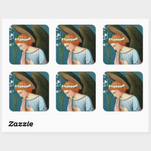 Archangel Gabriel, Lippi’s Annunciation (Detail) Square Sticker