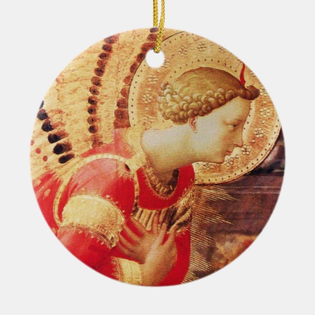 ARCHANGEL GABRIEL Ruby Gem stone Ceramic Tree Decoration (Front)