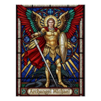 Archangel Michael - Colorful Stained Glass Angel