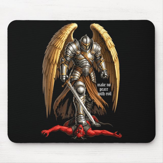 Archangel Michael Faith Design Make No Peace With  Mouse Mat (Front)