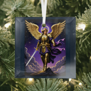 Archangel Michael  Glass Tree Decoration
