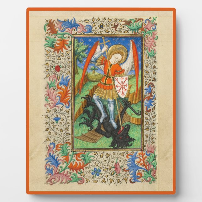 Archangel Michael Mediaeval Art Plaque (Front)